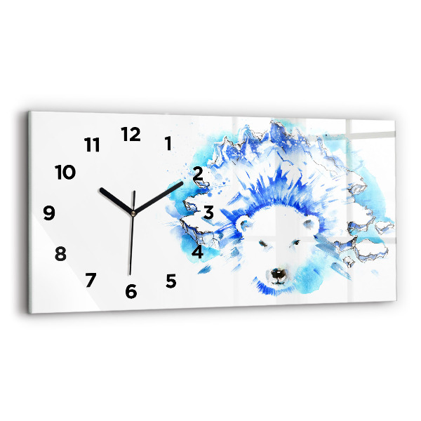 Horloge rectangulaire horizontale Ours sur fond de glace