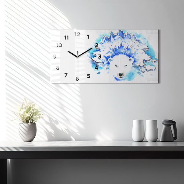 Horloge rectangulaire horizontale Ours sur fond de glace
