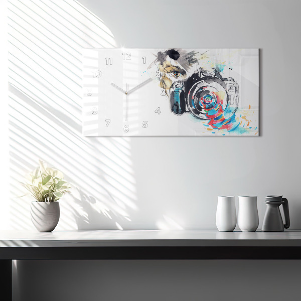 Horloge rectangulaire horizontale Femme photographe appareil photo