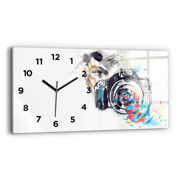 Horloge rectangulaire horizontale Femme photographe appareil photo