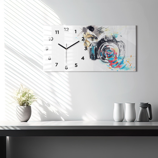 Horloge rectangulaire horizontale Femme photographe appareil photo