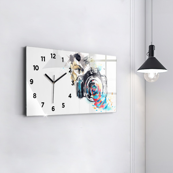 Horloge rectangulaire horizontale Femme photographe appareil photo