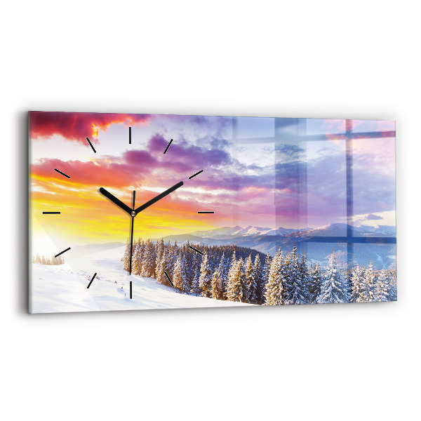 Horloge rectangulaire horizontale 'Paysage de montagne d''hiver'