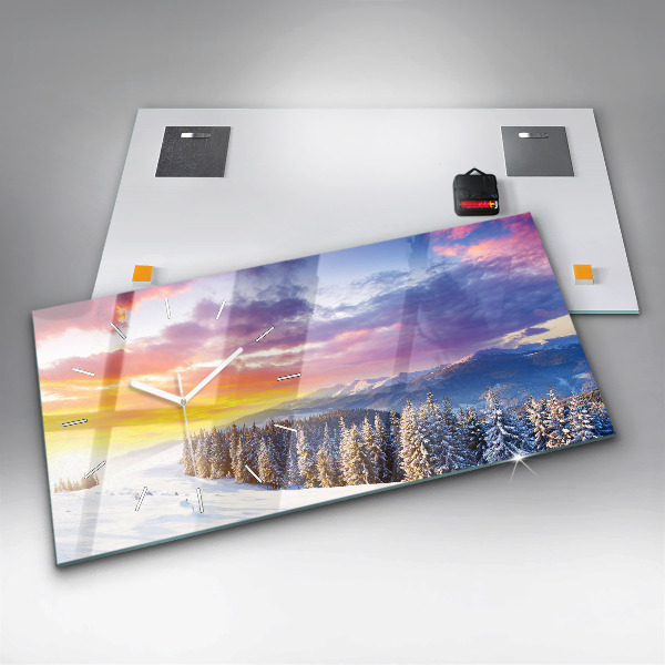 Horloge rectangulaire horizontale 'Paysage de montagne d''hiver'