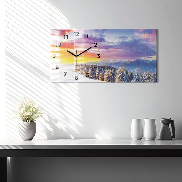 Horloge rectangulaire horizontale 'Paysage de montagne d''hiver'