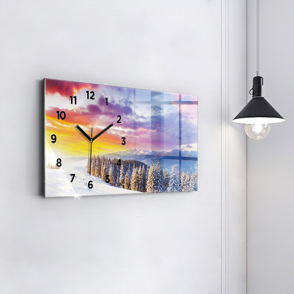 Horloge rectangulaire horizontale 'Paysage de montagne d''hiver'