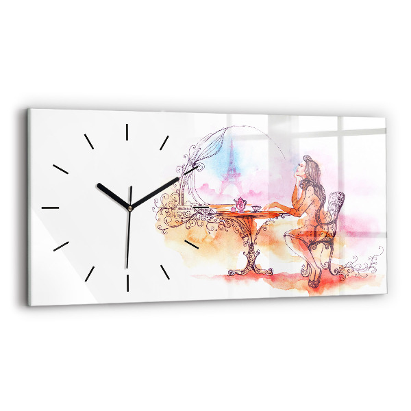 Horloge rectangulaire horizontale Femme buvant du thé