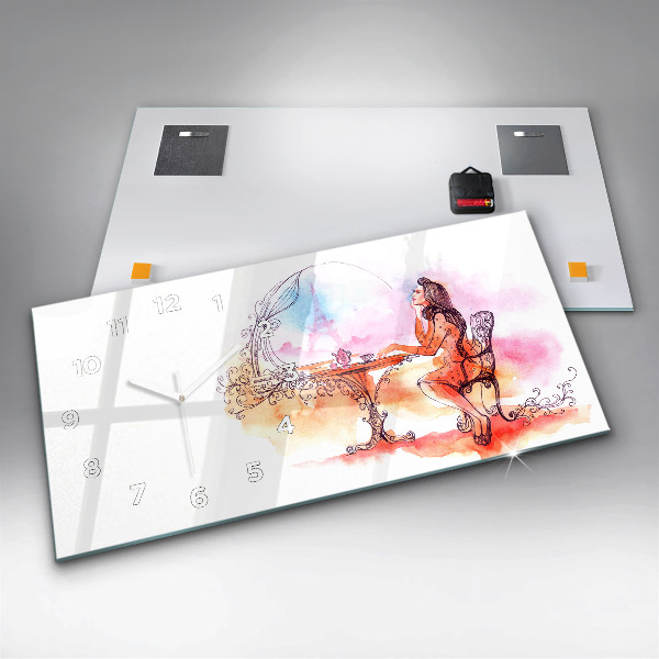 Horloge rectangulaire horizontale Femme buvant du thé