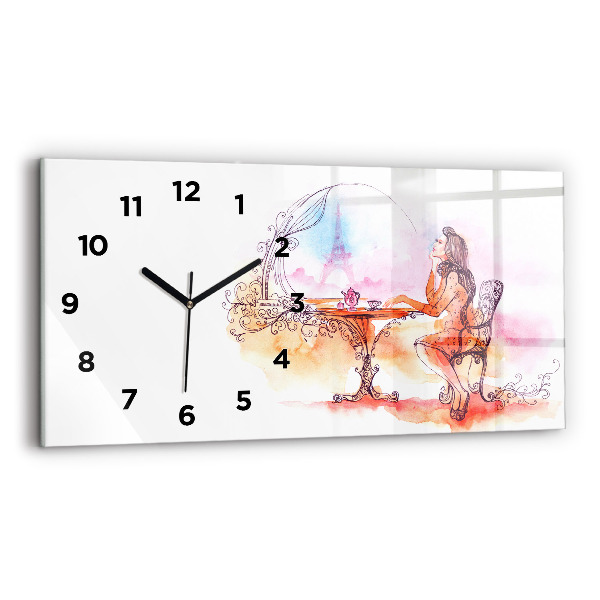 Horloge rectangulaire horizontale Femme buvant du thé