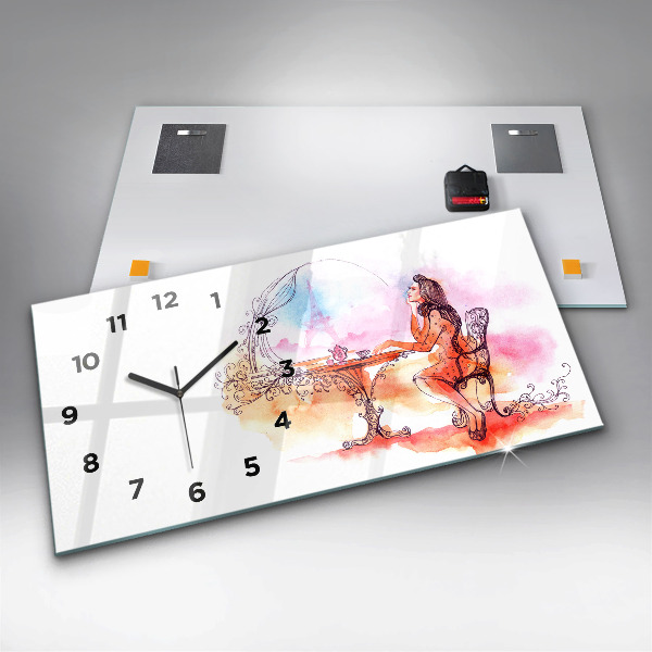 Horloge rectangulaire horizontale Femme buvant du thé