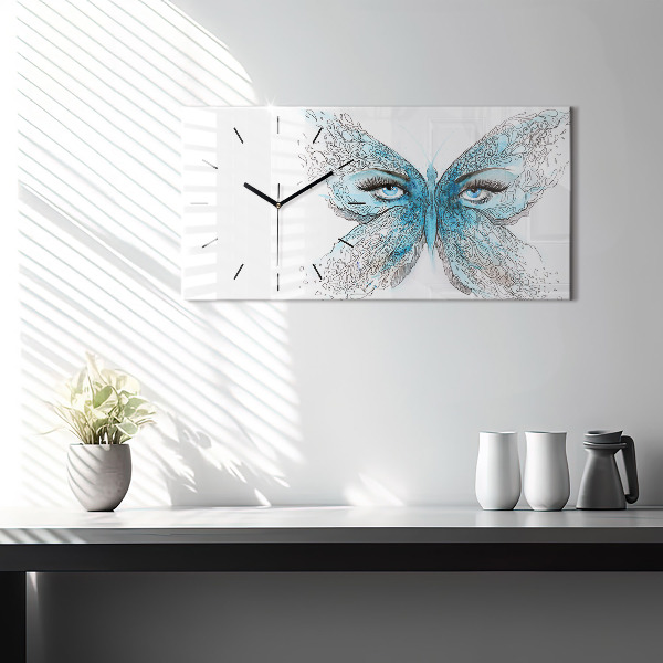 Horloge rectangulaire horizontale Visage de papillon