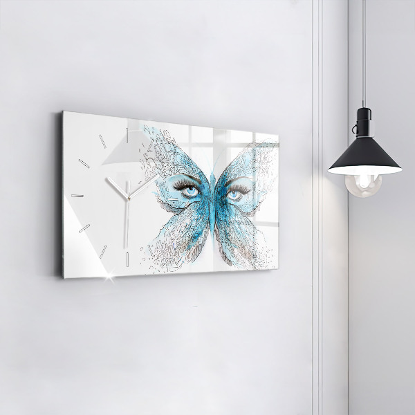 Horloge rectangulaire horizontale Visage de papillon