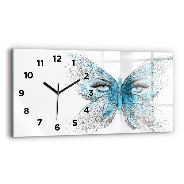 Horloge rectangulaire horizontale Visage de papillon