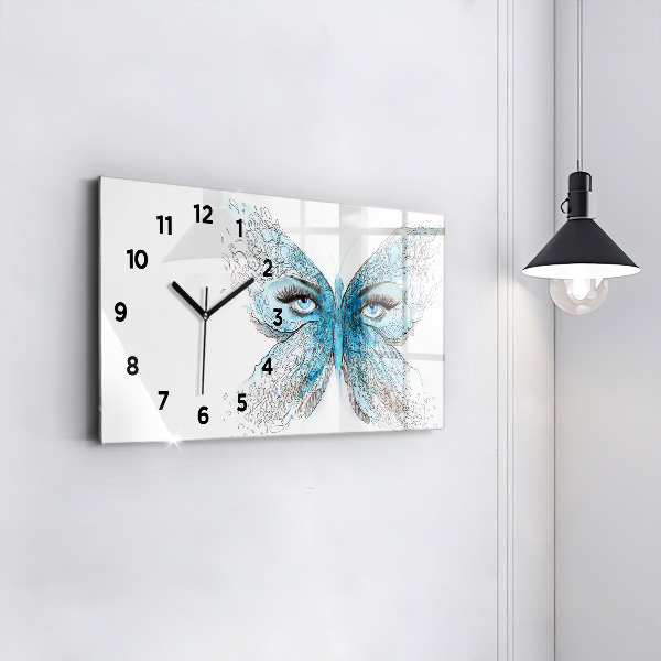 Horloge rectangulaire horizontale Visage de papillon