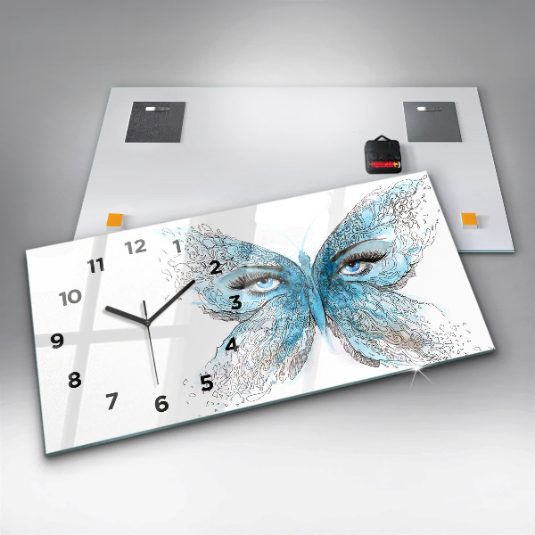 Horloge rectangulaire horizontale Visage de papillon
