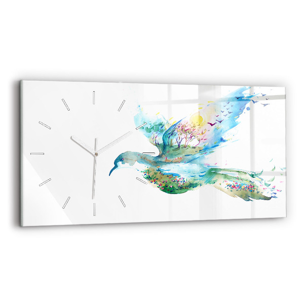 Horloge rectangulaire horizontale 'Abstraction d''oiseau et de printemps'