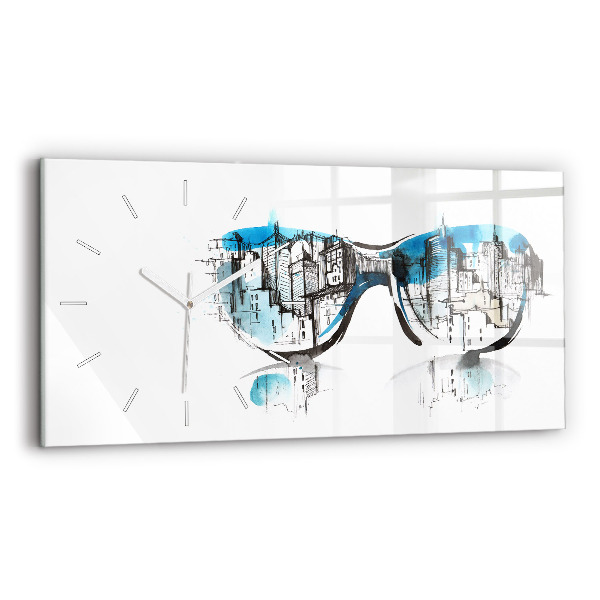 Horloge rectangulaire horizontale Ville à lunettes