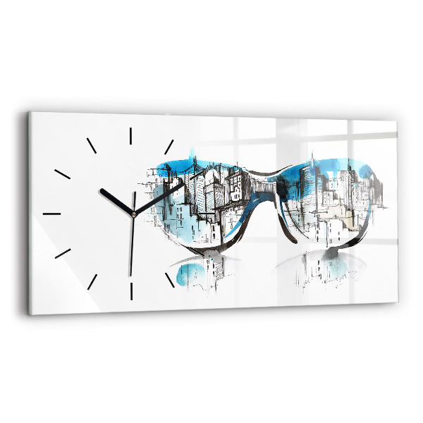 Horloge rectangulaire horizontale Ville à lunettes