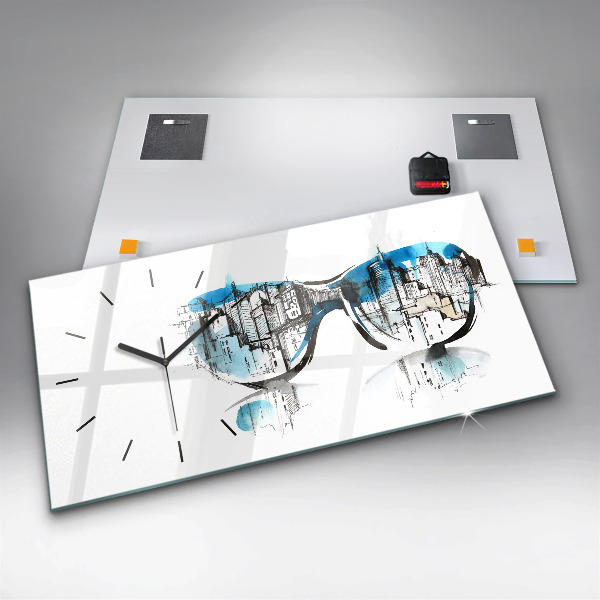 Horloge rectangulaire horizontale Ville à lunettes