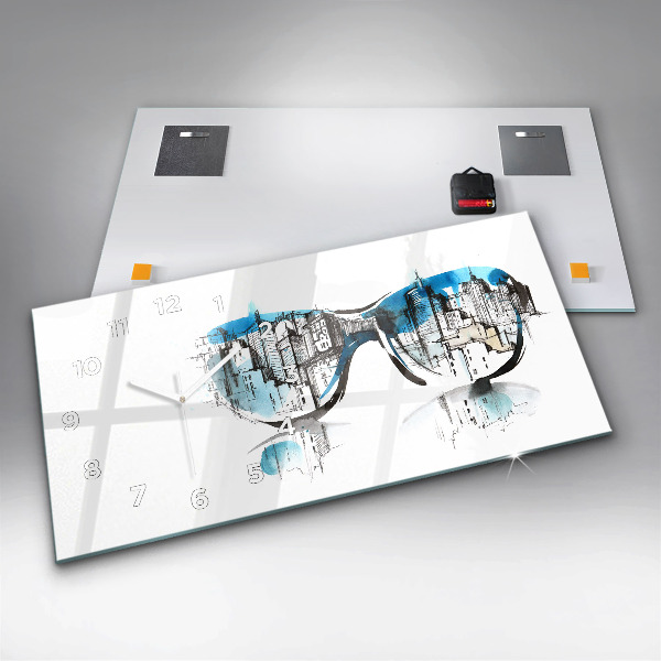 Horloge rectangulaire horizontale Ville à lunettes