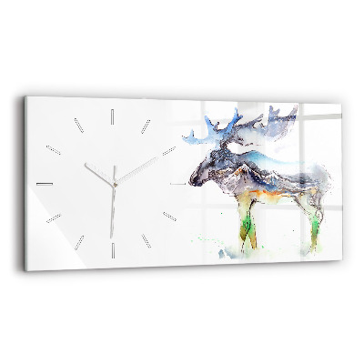 Horloge rectangulaire horizontale 'Paysage d''élans et de montagnes'