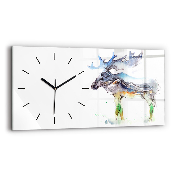 Horloge rectangulaire horizontale 'Paysage d''élans et de montagnes'