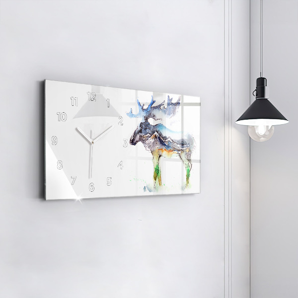 Horloge rectangulaire horizontale 'Paysage d''élans et de montagnes'