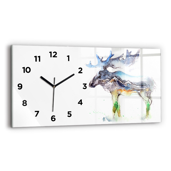 Horloge rectangulaire horizontale 'Paysage d''élans et de montagnes'