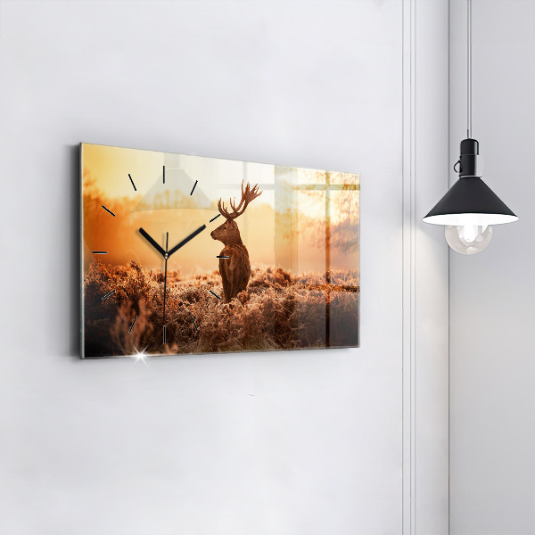 Horloge rectangulaire horizontale Cerf au lever du soleil