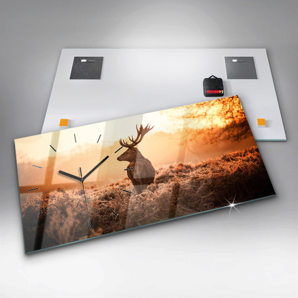 Horloge rectangulaire horizontale Cerf au lever du soleil