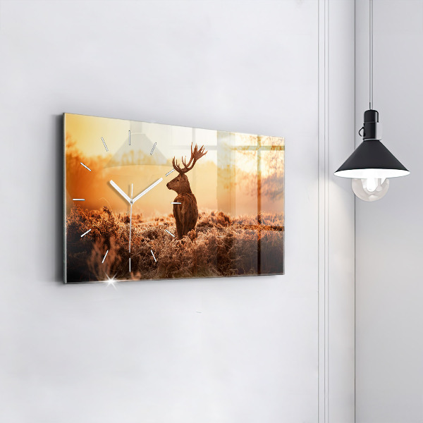 Horloge rectangulaire horizontale Cerf au lever du soleil
