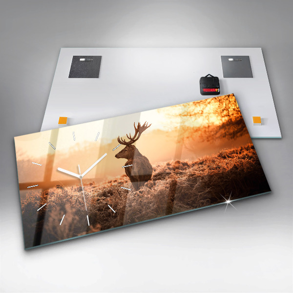 Horloge rectangulaire horizontale Cerf au lever du soleil