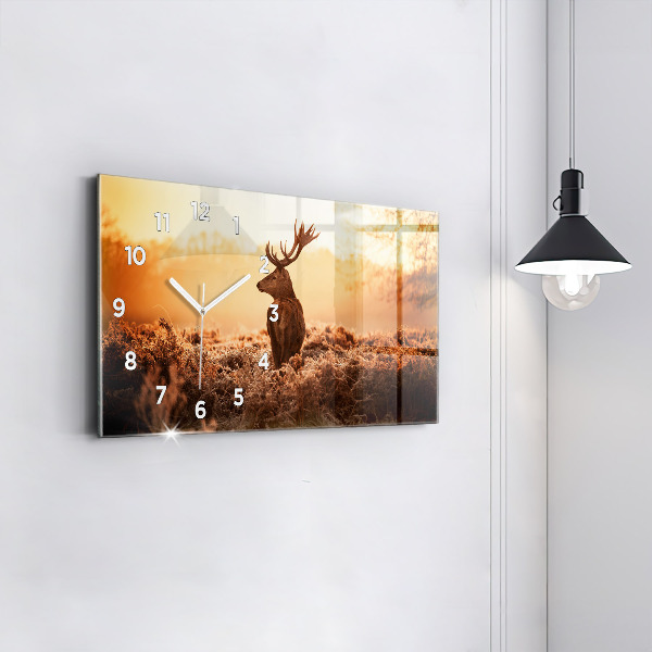 Horloge rectangulaire horizontale Cerf au lever du soleil