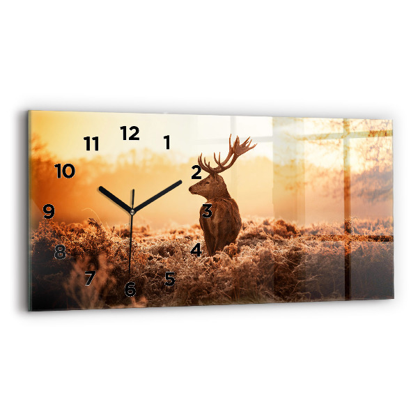 Horloge rectangulaire horizontale Cerf au lever du soleil