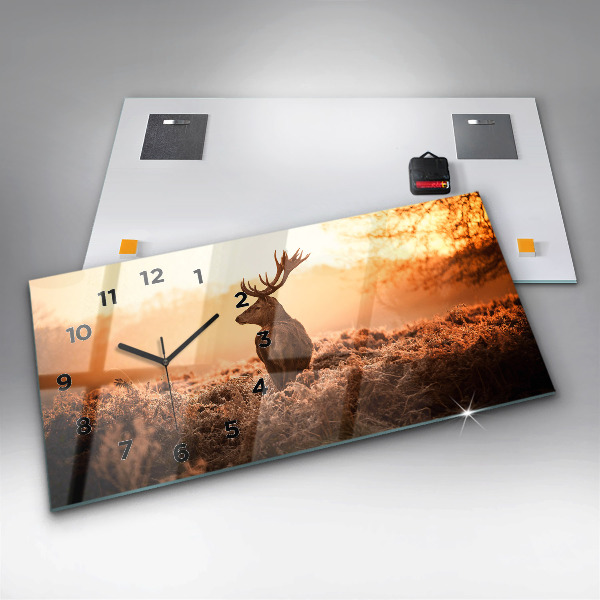 Horloge rectangulaire horizontale Cerf au lever du soleil
