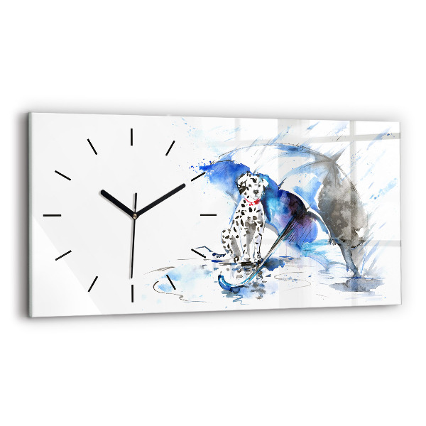 Horloge rectangulaire horizontale Dalmatien et parapluie