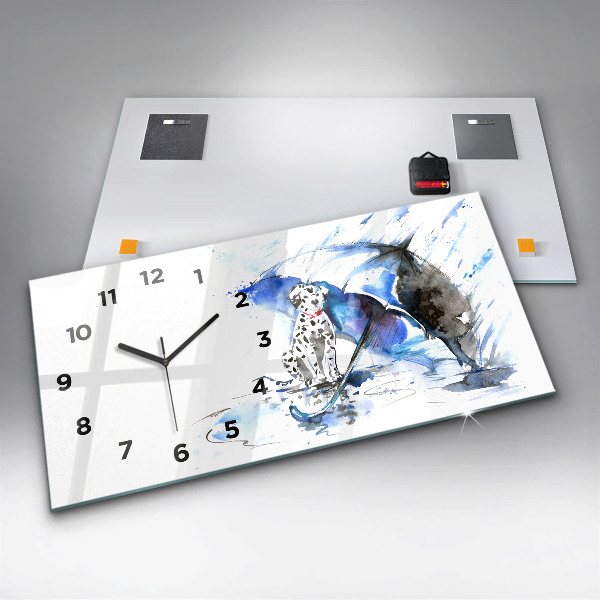 Horloge rectangulaire horizontale Dalmatien et parapluie