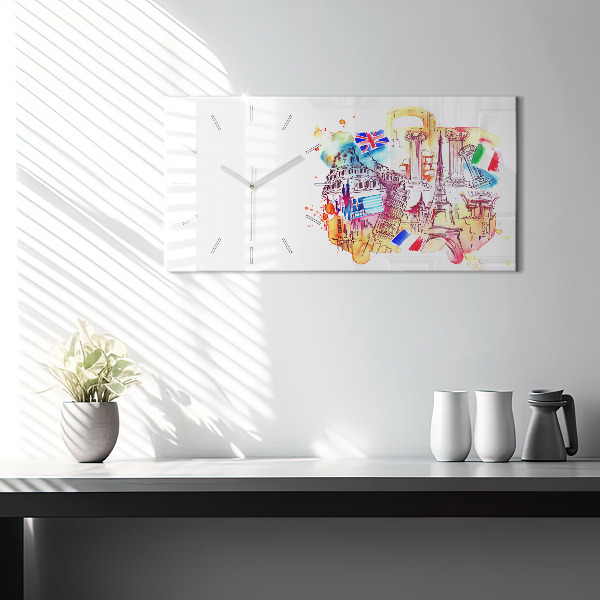 Horloge rectangulaire horizontale Pays attractifs dans le monde