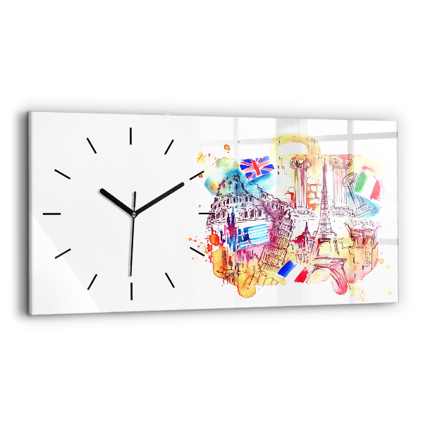 Horloge rectangulaire horizontale Pays attractifs dans le monde