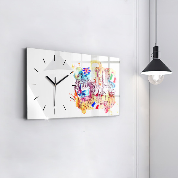 Horloge rectangulaire horizontale Pays attractifs dans le monde
