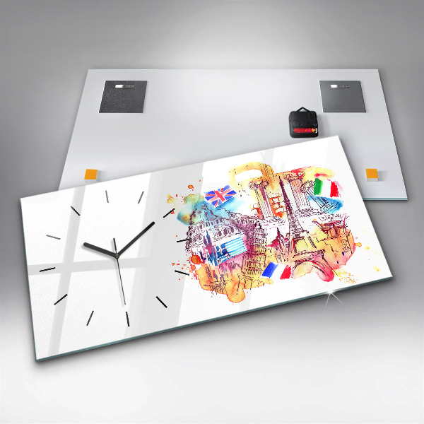 Horloge rectangulaire horizontale Pays attractifs dans le monde