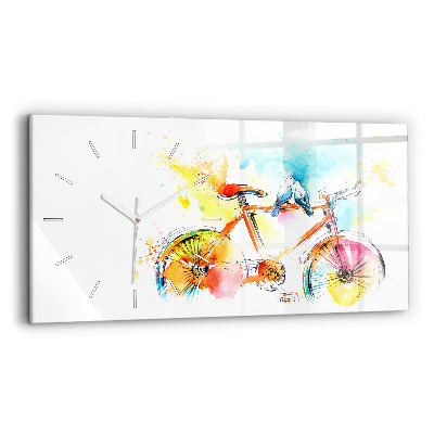 Horloge rectangulaire horizontale Vélo peint