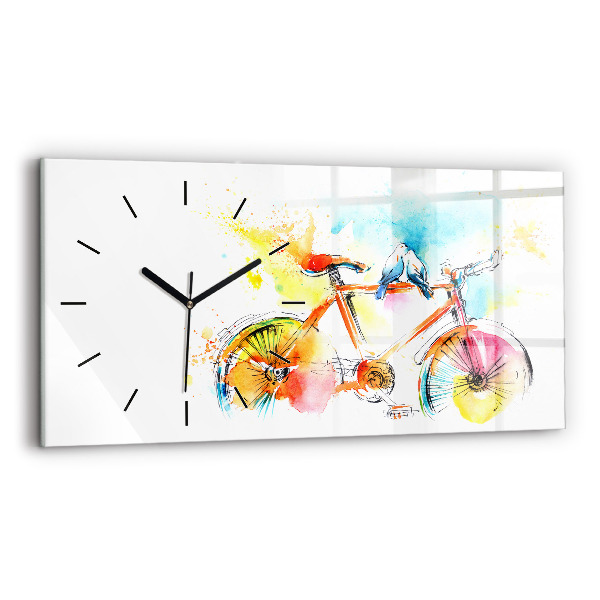 Horloge rectangulaire horizontale Vélo peint