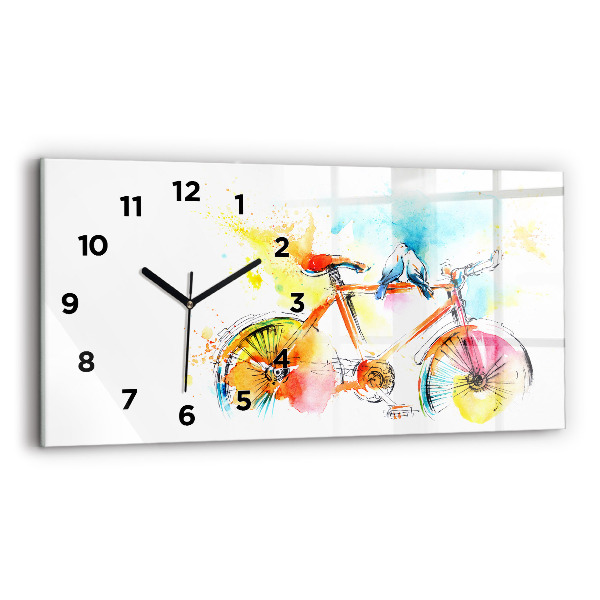 Horloge rectangulaire horizontale Vélo peint