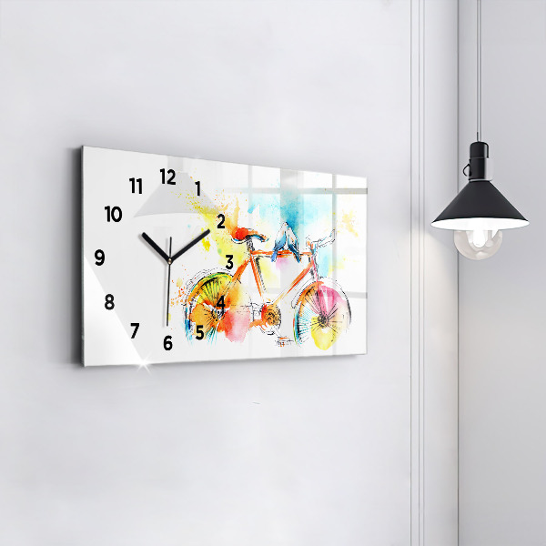 Horloge rectangulaire horizontale Vélo peint