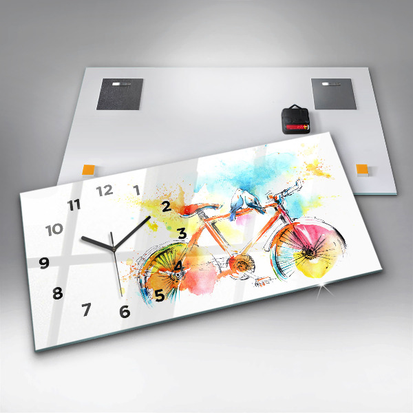 Horloge rectangulaire horizontale Vélo peint
