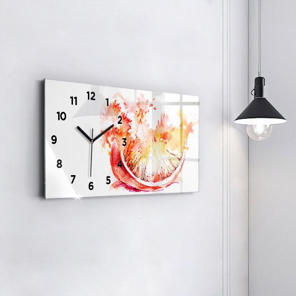Horloge rectangulaire horizontale Peint en orange