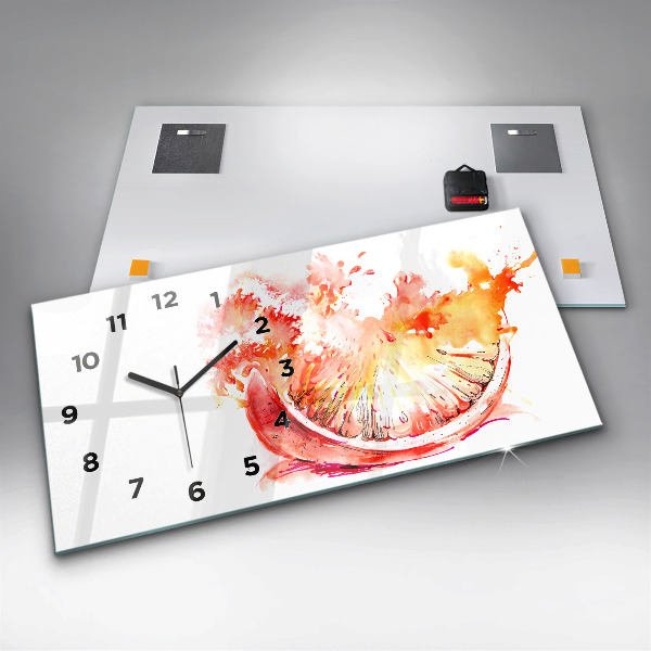 Horloge rectangulaire horizontale Peint en orange