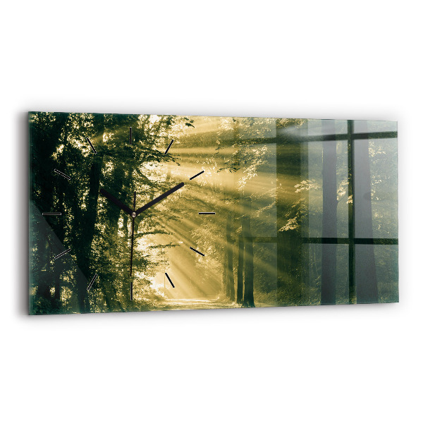 Horloge rectangulaire horizontale Forêt des rayons du soleil
