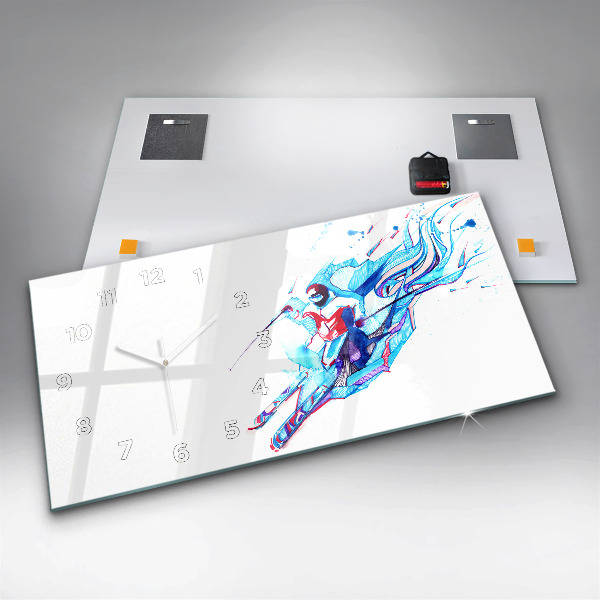 Horloge rectangulaire horizontale Skieur